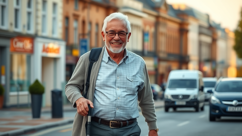 Older man in Bristol regains mobility after chiropractic treatment on city street