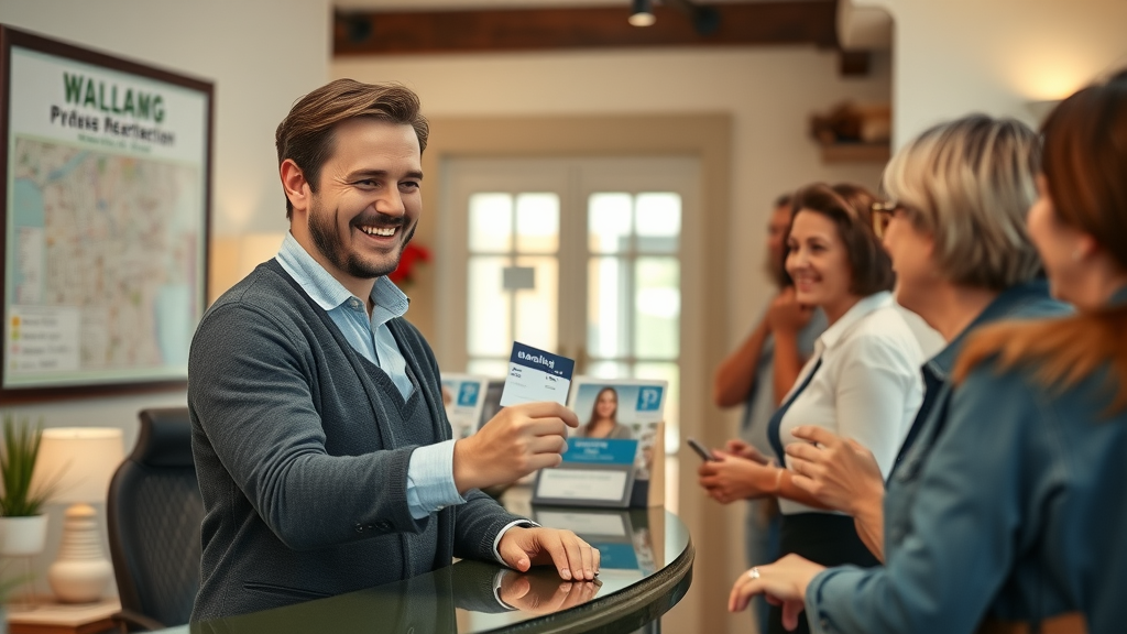 Host providing parking permits for guest house guests at check-in desk