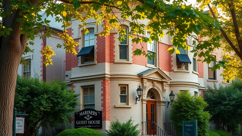 Victorian mariners guest house on quiet tree-lined street in Plymouth