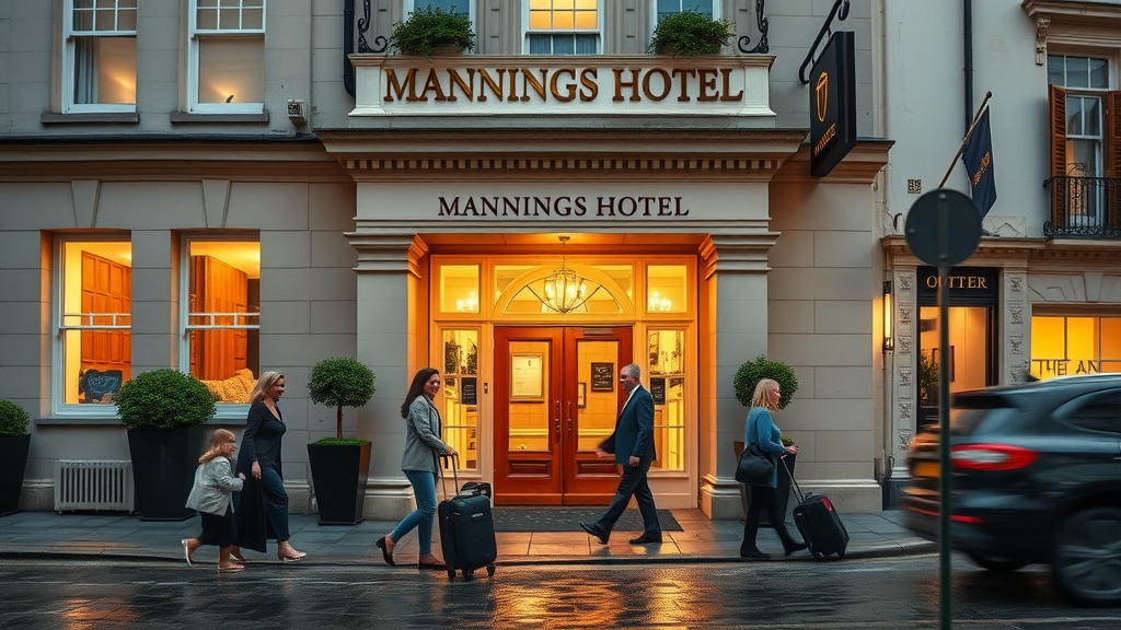 Elegant Georgian facade of Mannings Hotel Truro with inviting warm lighting