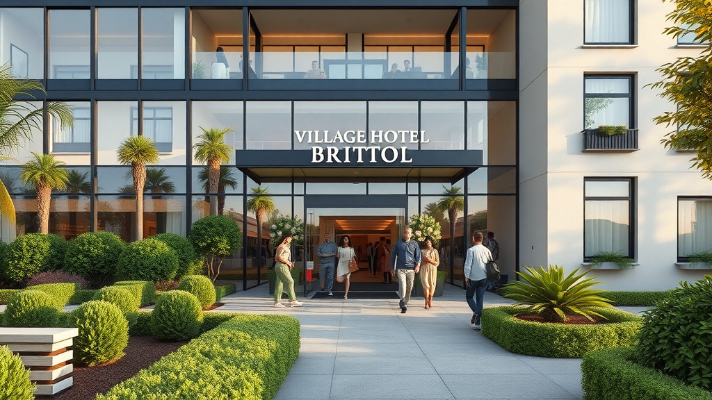 Village Hotel Bristol exterior with modern design and lush landscaping