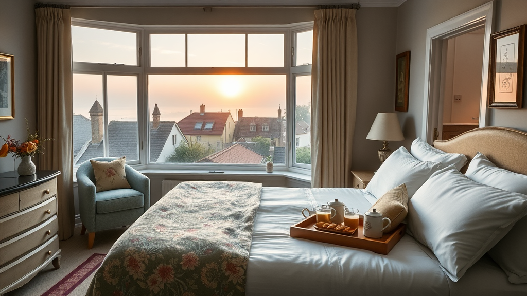 Sunny Cornwall guesthouse stay room with countryside view and cozy comfort
