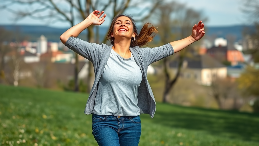 Energetic adult with good posture enjoying an outdoor walk in Exeter, illustrating benefits of regular visits to a chiropractor
