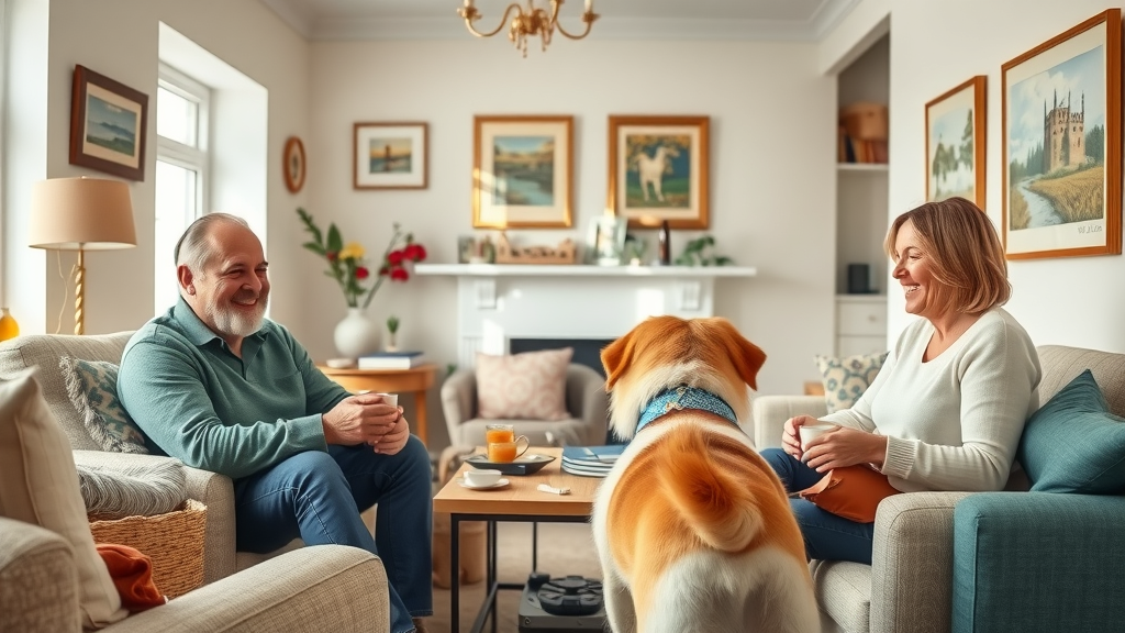 Family-friendly Plymouth guest house lounge with friendly host and guests.