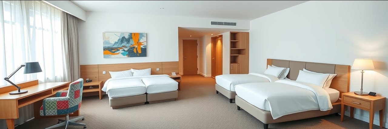 Modern central Plymouth accommodation with double and single beds, bright spacious room