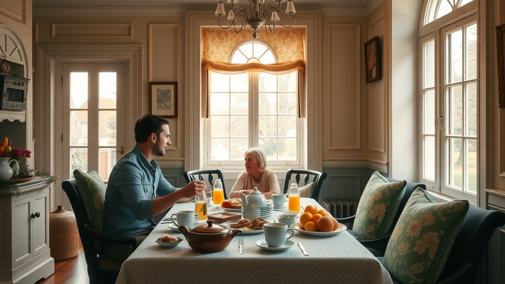Mariners guest house breakfast room with guests enjoying local English breakfast